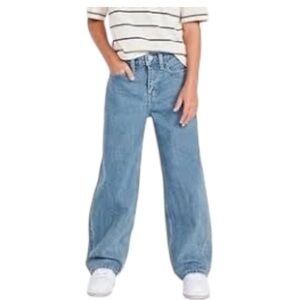 Old Navy Light Wash Wide Leg Jeans for boys size 14 Husky light distressing